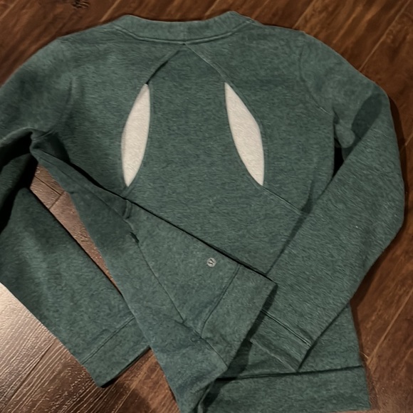 Lululemon Cut Out Back Crew Sweatshirt Teal - Picture 5 of 6